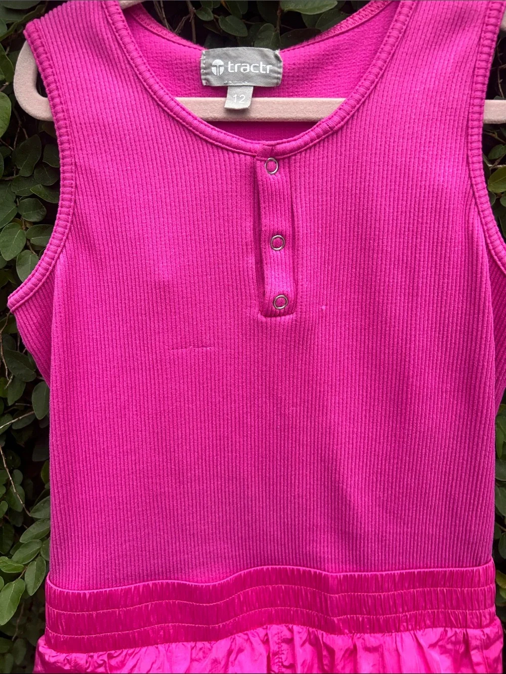 Tractr Bright Pink Girls Matching Tank & Skirt Set